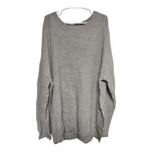 PrettyLittleThing Plus Oversized Gray Waffle Knit Sweater XXXL